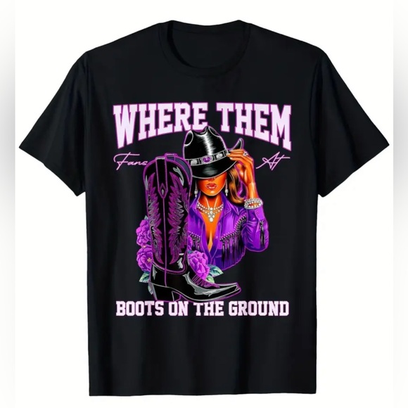 “Where Them Fans At…” Graphic Tee- Black w/ purple New - Picture 1 of 2